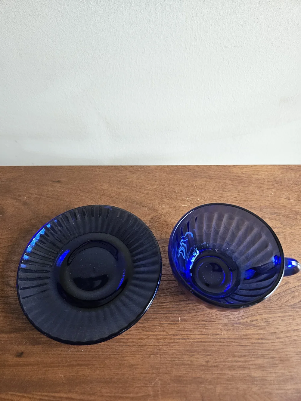 Brazil Cobalt Blue Glass Teacup and‎ Saucer